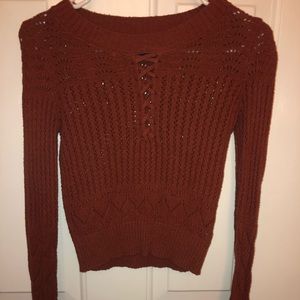 Burt orange knit fall sweater long sleeve